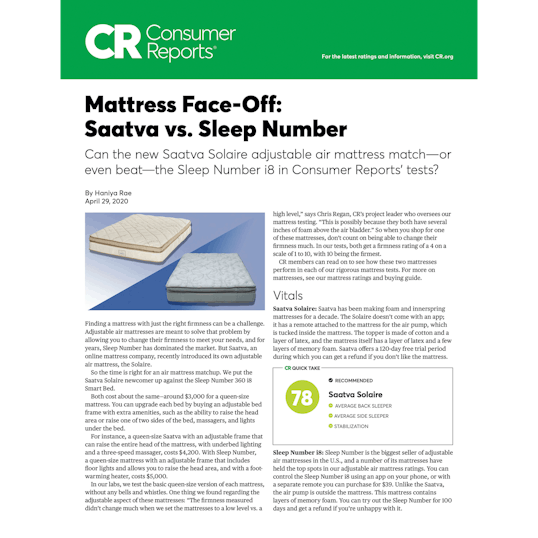 Mattress Face-Off: Saatva vs. Sleep Number