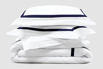 The Banded Percale Duvet Cover Set